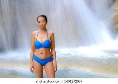 Woman Sexy Blue Bikini Erawan Waterfall Stock Photo 1401272087 Shutterstock