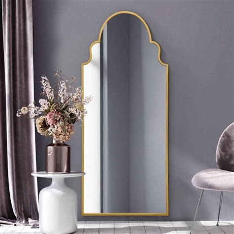 Arcus Gold Framed Arched Leaner Wall Mirror 200x85cm Wall Mirror