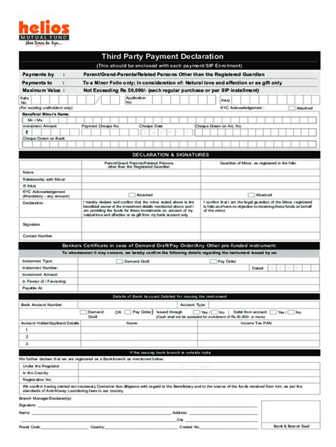 Fillable Online Third Party Payment Declaration Form Fax Email