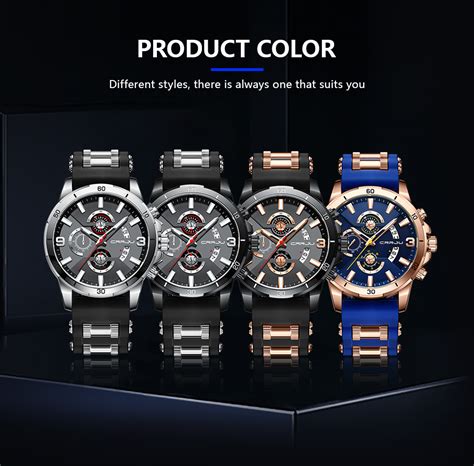 Crrju 2290l Men Watch Top Brand Luxury Sports Quartz Mens Leather Watches Waterproof Chronograph