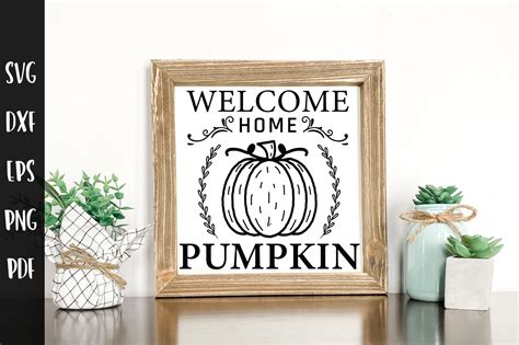 Welcome Home Pumpkin Fall Sign SVG Graphic By CraftlabSVG Creative