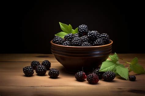 Premium Photo Ripe Mulberry In Bowl On A Wooden Table