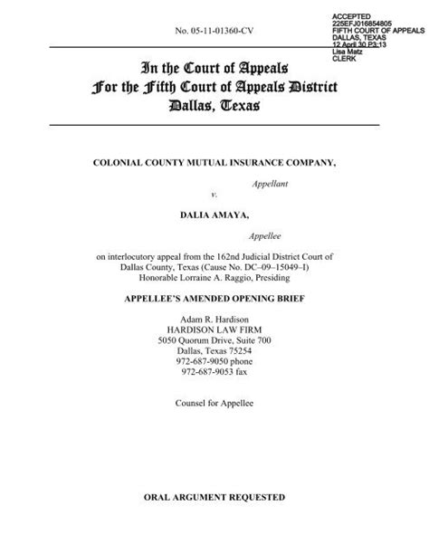 In The Court Of Appeals For The Fifth Court Of Appeals District Dallas