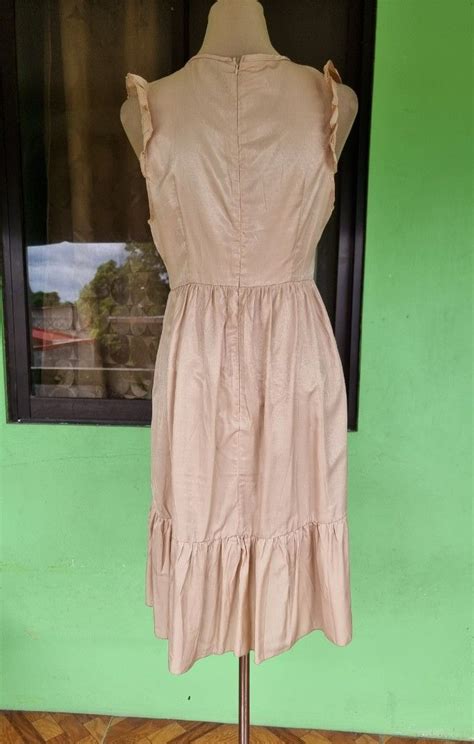 Shein Nude Ruffle Tiered Midi Dress Medium Large Women S Fashion Dresses Sets Dresses On