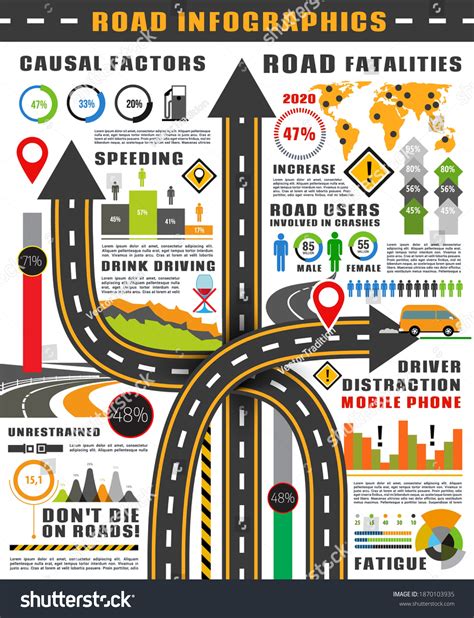 Road Traffic Safety Infographics Vector Template Stock Vector (Royalty ...