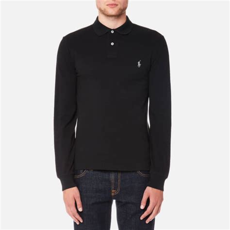 Polo Ralph Lauren Mens Slim Fit Long Sleeve Polo Shirt Polo Black