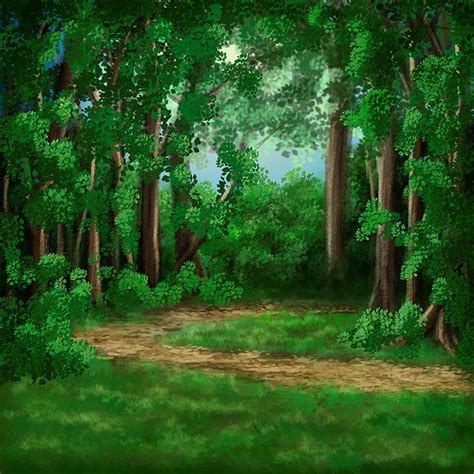 Oil painting of a serene forest scene