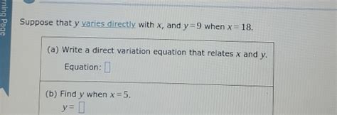 Solved Suppose That Y Varies Directly With X And Y When X