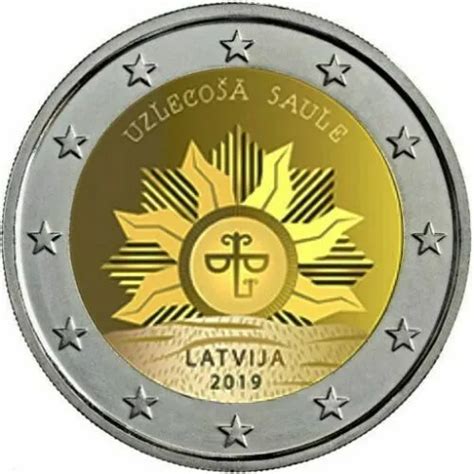 Rare Piece De Euros Commemorative Lettonie Soleil Levant