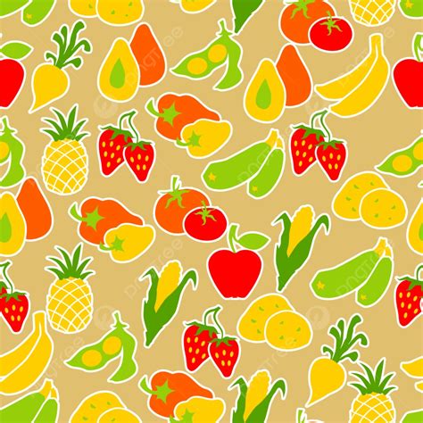 Fruits And Vegetables Seamless Pattern Background, And, Ornament ...