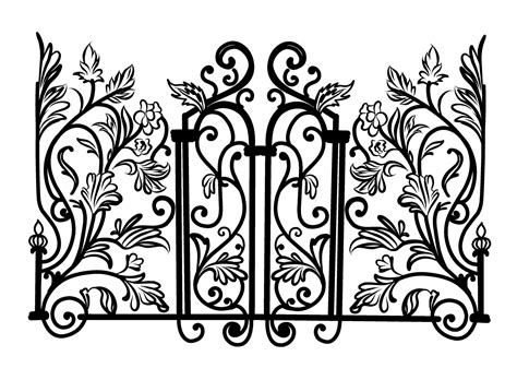 Sketch of forged metal gates. Artistic forging double-leaf garden doors made of iron. 29255887 ...