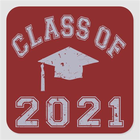 Class Of 2021 Graduation Grey 2 Square Sticker 8th Grade Graduation Graduation Theme High