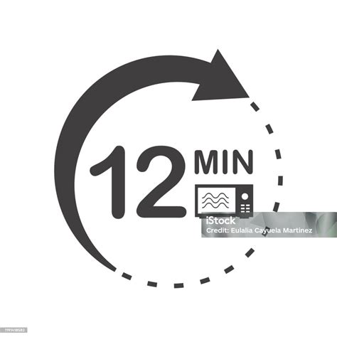 Twelve Minutes Icon Cook In Microwave Sign Heat 12 Minutes Stock ... 