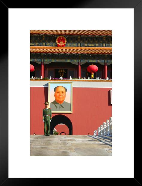 Mao Zedong Portrait Tiananmen Square Beijing China Matted Framed Wall ...