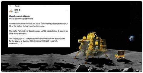 Chandrayaan 3 Mission Rover Confirms Presence Of Sulphur On Moons