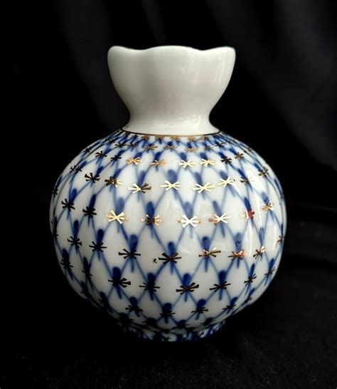 Lomonosov Imperial Porcelain Factory Table Service Vase Cobalt Net