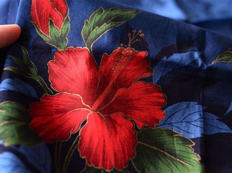 Vintage Japanese Cm X Cm Large Cotton Handkerchief Hibiscus And