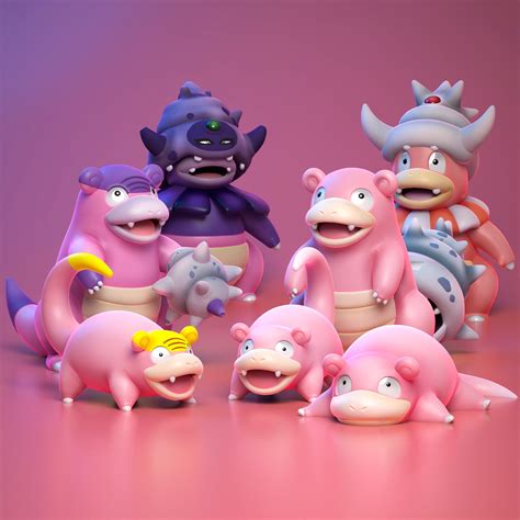 3D Model STL Scaled Slowpoke Evolution Line STL digital File - Etsy