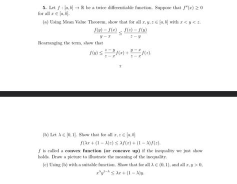 Solved 5 Let F [a B]→r Be A Twice Differentiable Function