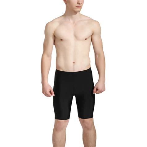 Men Jammer Swimsuit Compression Black Nylon Swimsuits Trunks Athletic