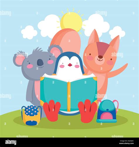 Cute Animals Reading A Book Stock Vector Image And Art Alamy