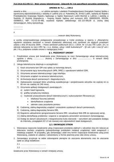 Wzór Umowy Telemetrycznej Pdf Lpec