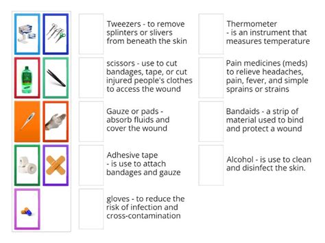 First Aid Kit Materials - Match up