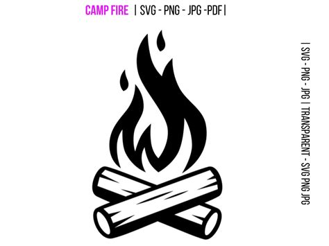 Camp Fire SVG Campfire Silhouette Camping Clipart Campfire Cut File