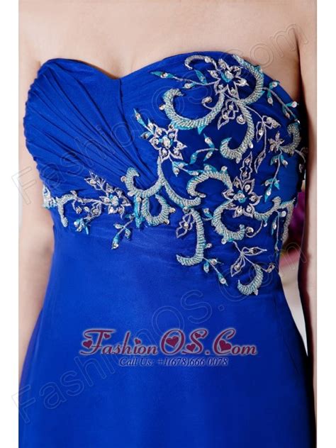 Elegant Royal Blue Sweetheart Prom Dress Spit Chiffon