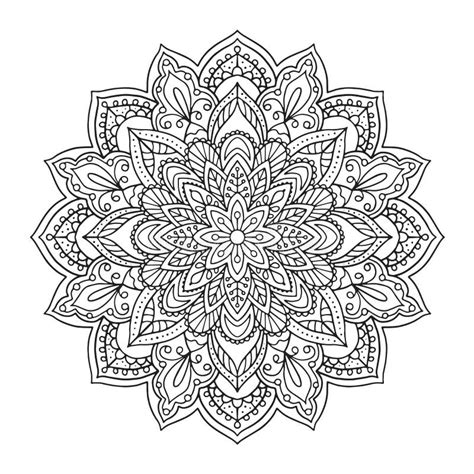 Rund Symmetrisk Mandala På Vit Bakgrund Illustration Av