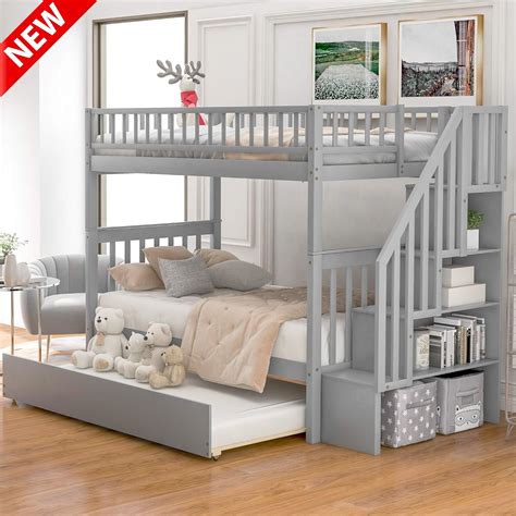 Amazon DANGRUUT Luxurious Twin Over Twin Bunk Bed With Trundle And