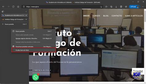 Pestañas verticales en Microsoft Edge IGF Instituto Galego de Formación
