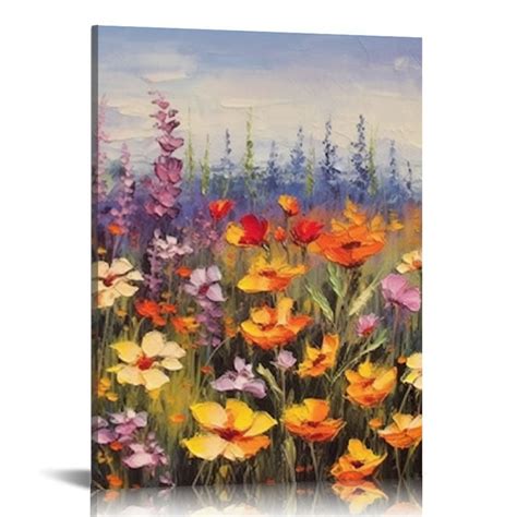 Gotuvs Flowers Wall Art Daisy Colorful Canvas Floral Pictures Spring