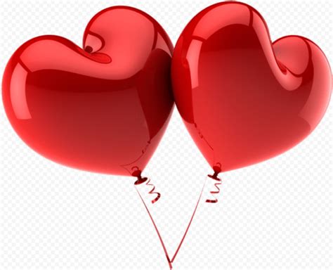 HD Two Red Love Valentines Hearts Balloons PNG Citypng