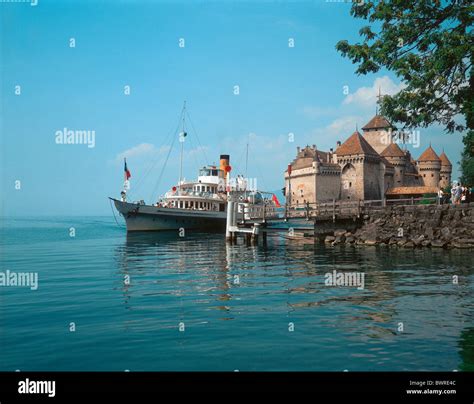 Castillo De Chillon Europa Suiza Vaud Montreux Paisaje Paisaje Lago