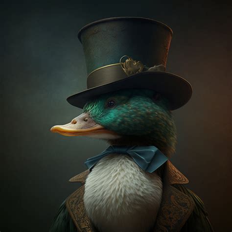 Distinguished Duck Top Hat & Coat, Vintage Style, Digital Print, Unique ...