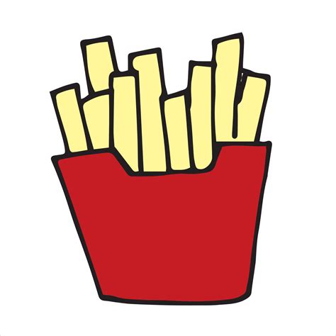 Vector Illustration In Doodle Style Cartoon French Fries Cute Fast