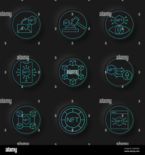 NFT Technology Line Icon Set Crypto Icon Or Logo Symbol Vector