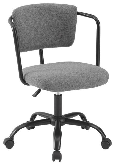 Modern Faux Leather Office Chair With Arms Gray Transitional