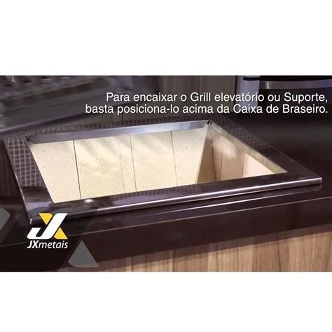 Caixa Braseiro cooktop Refrataria 60x50 Inox aço Carbono Jx Metais