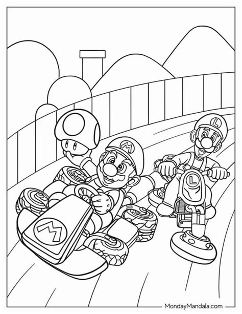 34 Mario Kart Coloring Pages (Free PDF Printables) | Super mario ...