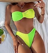 Amazon SherryDC Women S Solid Scoop Neck Push Up Padded Brazilian Thong Bikini Swimsuit