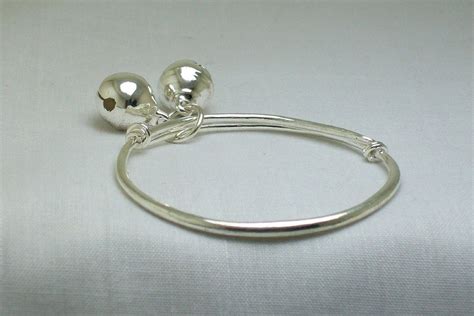 Sterling Silver Baby Bangle Baby Sterling Silver Bell Anklet Silver