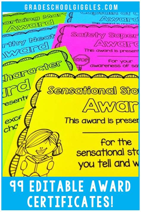 99 Editable Classroom Awards And Printable Certificates For Elementary