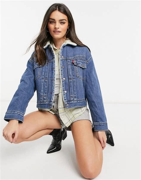 Levis New Heritage Sherpa Denim Jacket In Blue Shopstyle