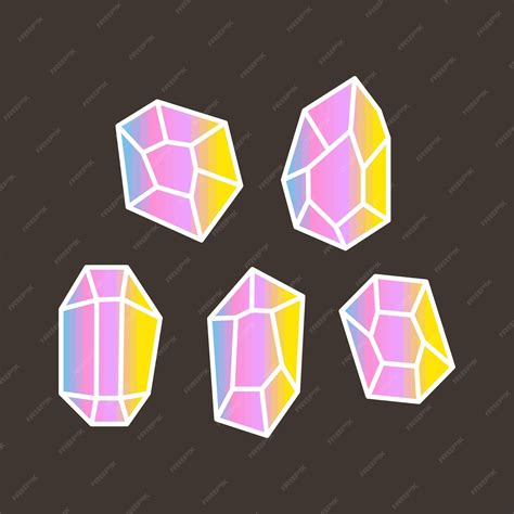 Premium Vector Set Of Colorful Magic Energy Gems Gemstones Game