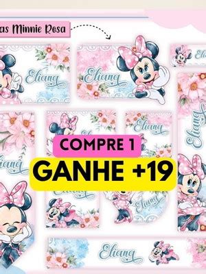 Arquivo Etiquetas Escolares Minnie Mouse Rosa Elo