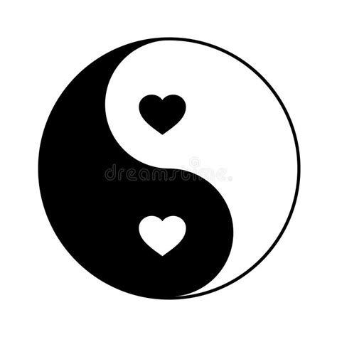 Yin Yang Estilo Blanco Y Negro Con Corazón Ilustración del Vector