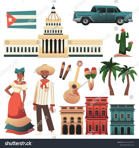 Cuban Traditional Cultural Elements Flag Architecture Stock Vector (Royalty Free) 2142274171
