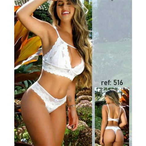 Conjunto De Calcinha E Soutien Lingerie Sexy Rendada Sem Bojo